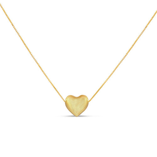 Yellow Gold Heart Puff Necklace