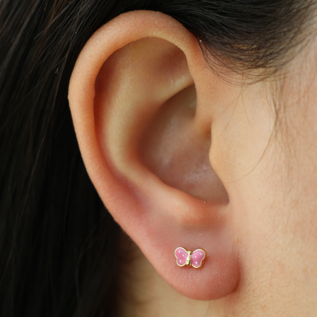 Pink Butterfly Stud Earrings