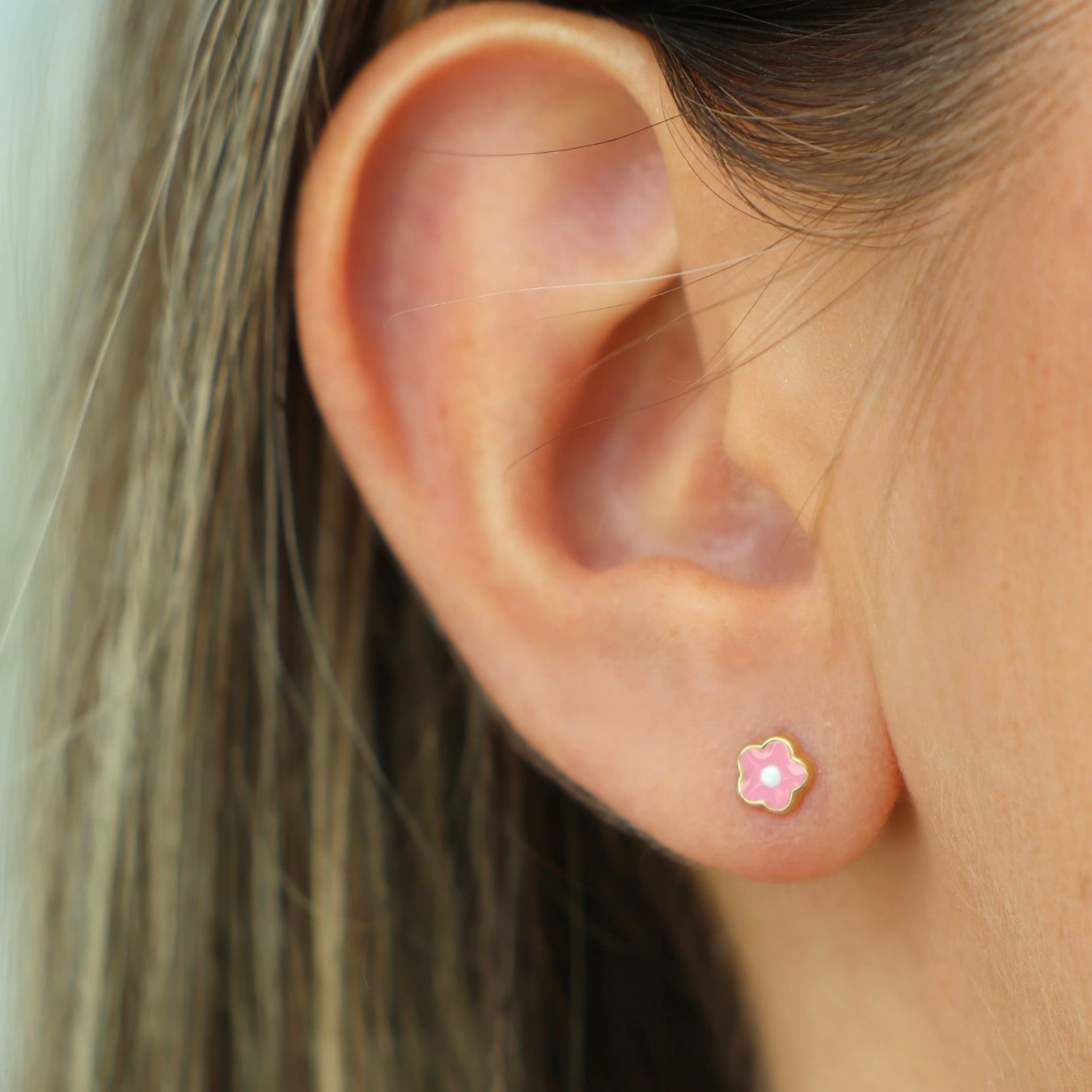 Pink Flower Baby Stud