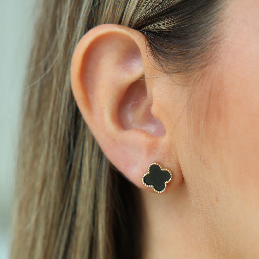 Black Flower Stud