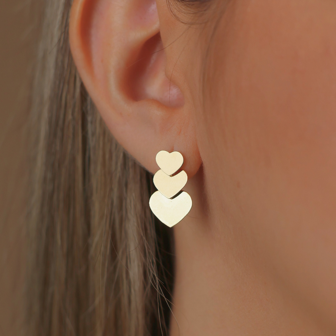 Three Large Heart Stud