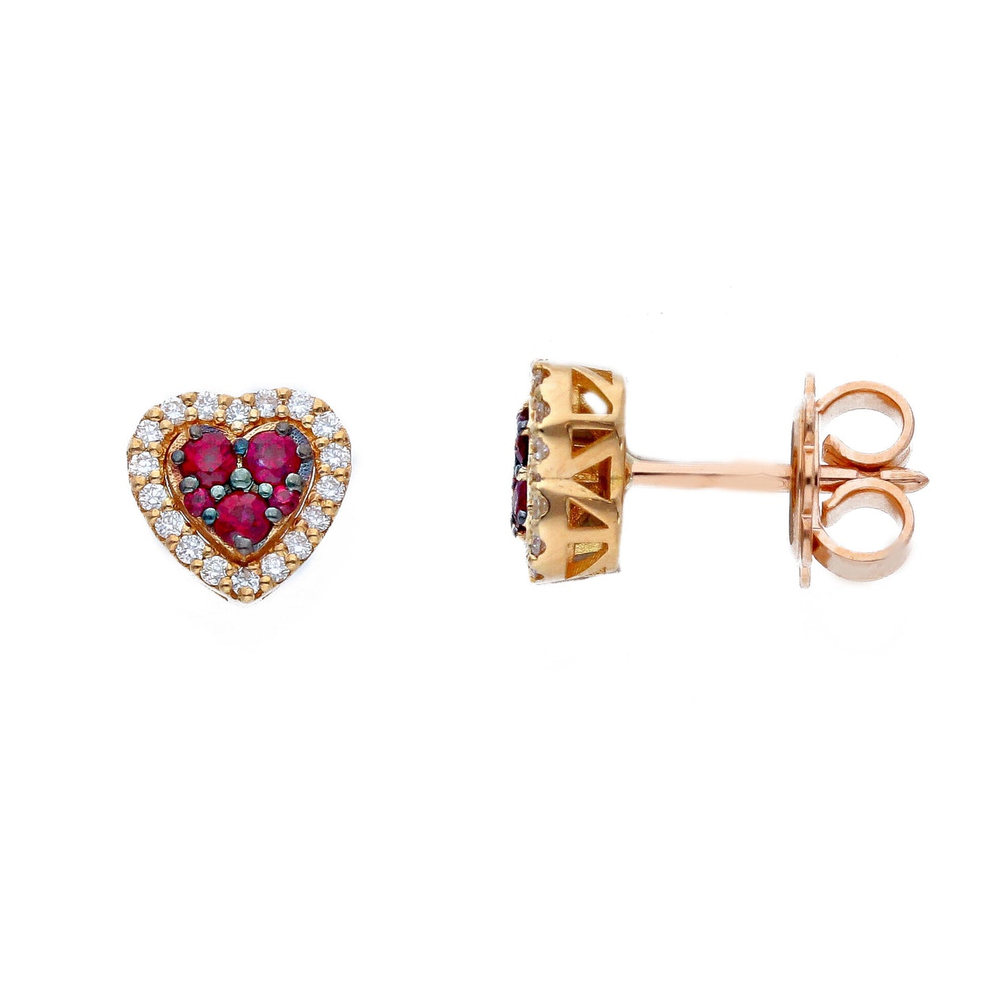 Diamond and Ruby Heart Stud