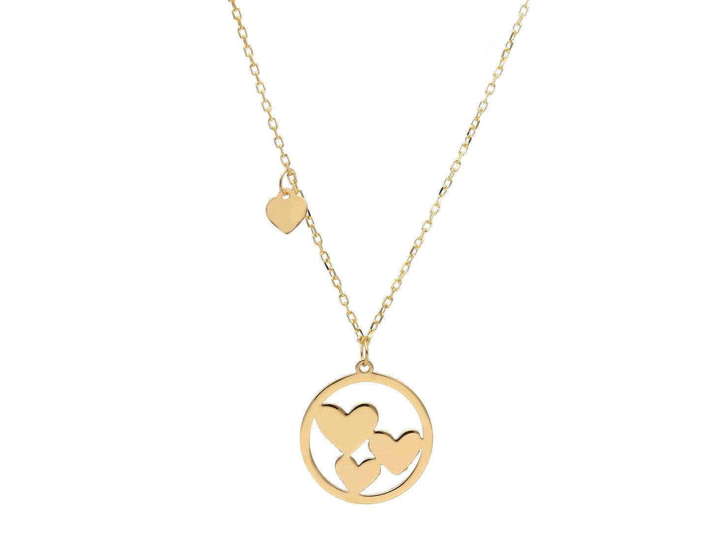 3 Heart Circle Necklace
