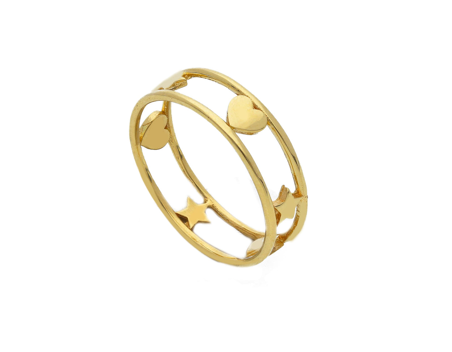 Heart and star ring