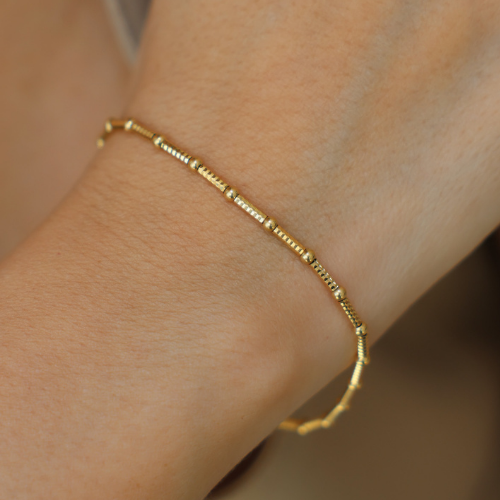 Balls and Diamond Cut Stick Bracelet