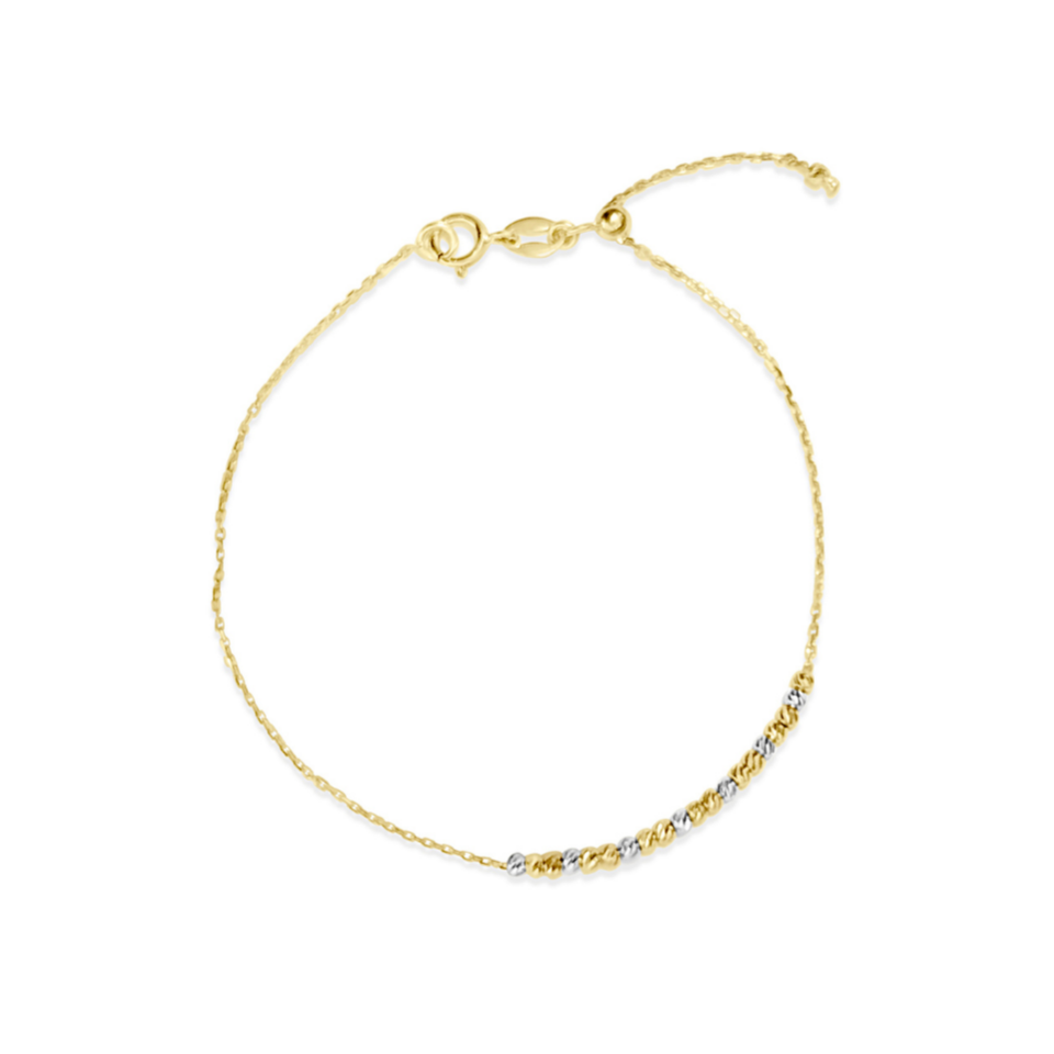Center Mini Diamond Cut balls Bracelet Adjustable