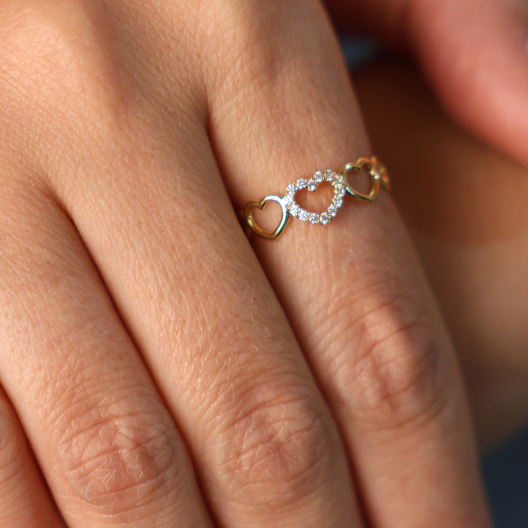 Open Heart With Zirconia Ring