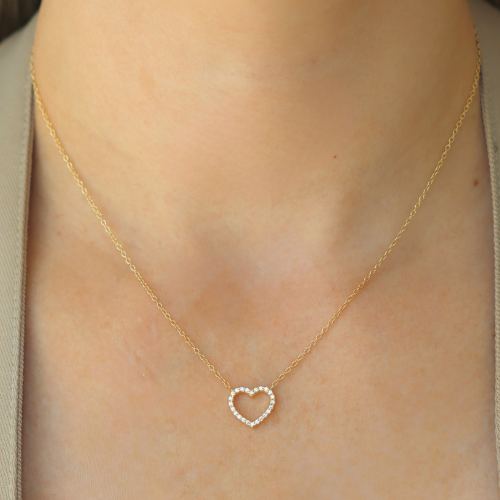 Collar Corazón Con Circonitas