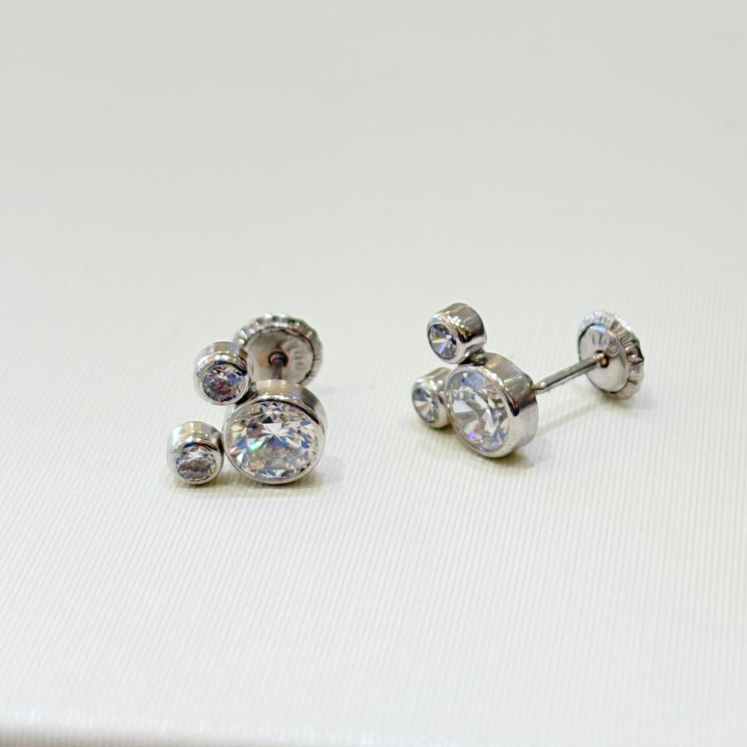 Small Mickey Baby Stud White Gold