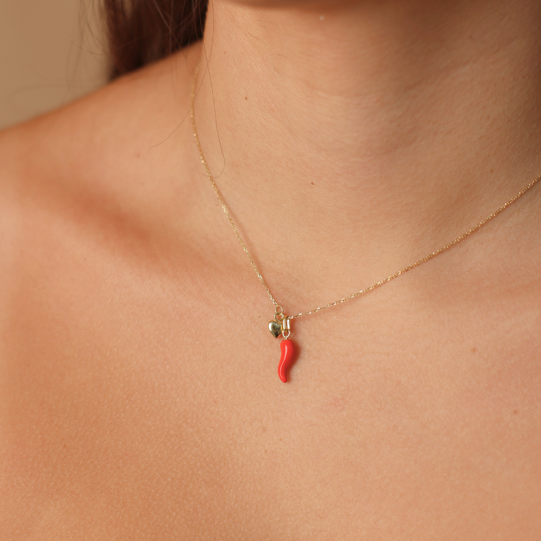 Collar Cuerno Y Corazon