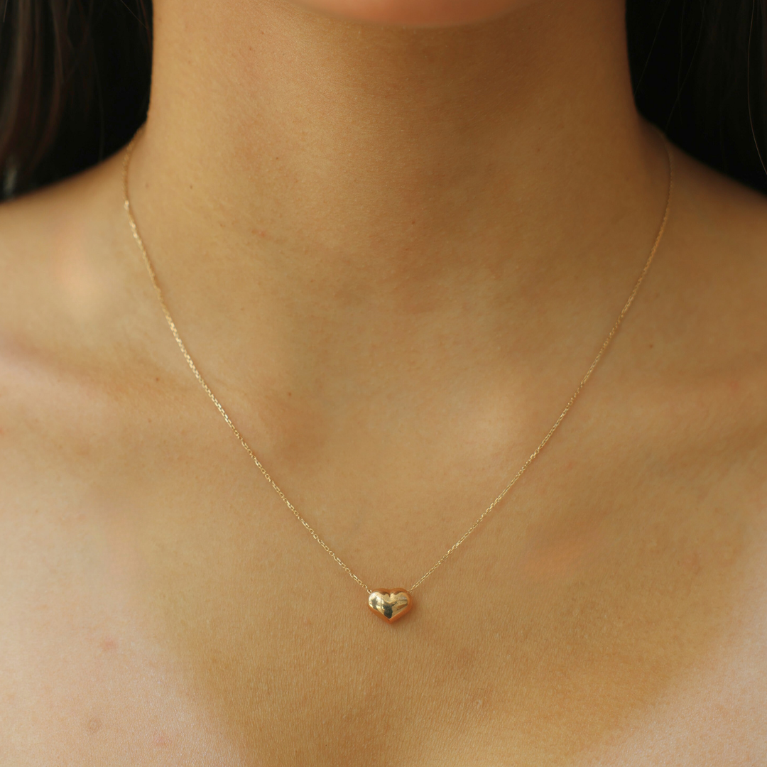 Small Heart Puff Necklace