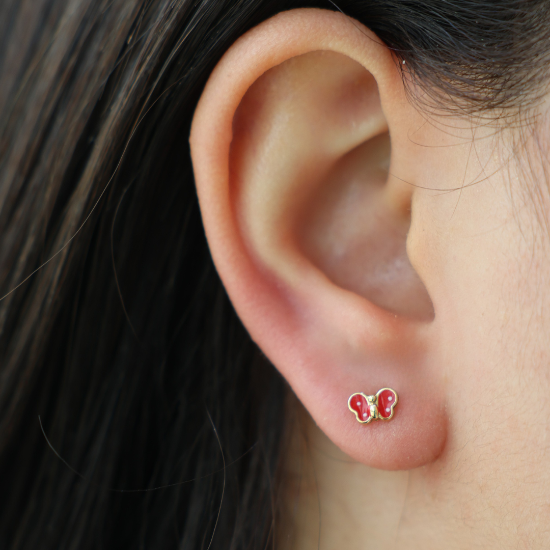 Red Butterfly Stud