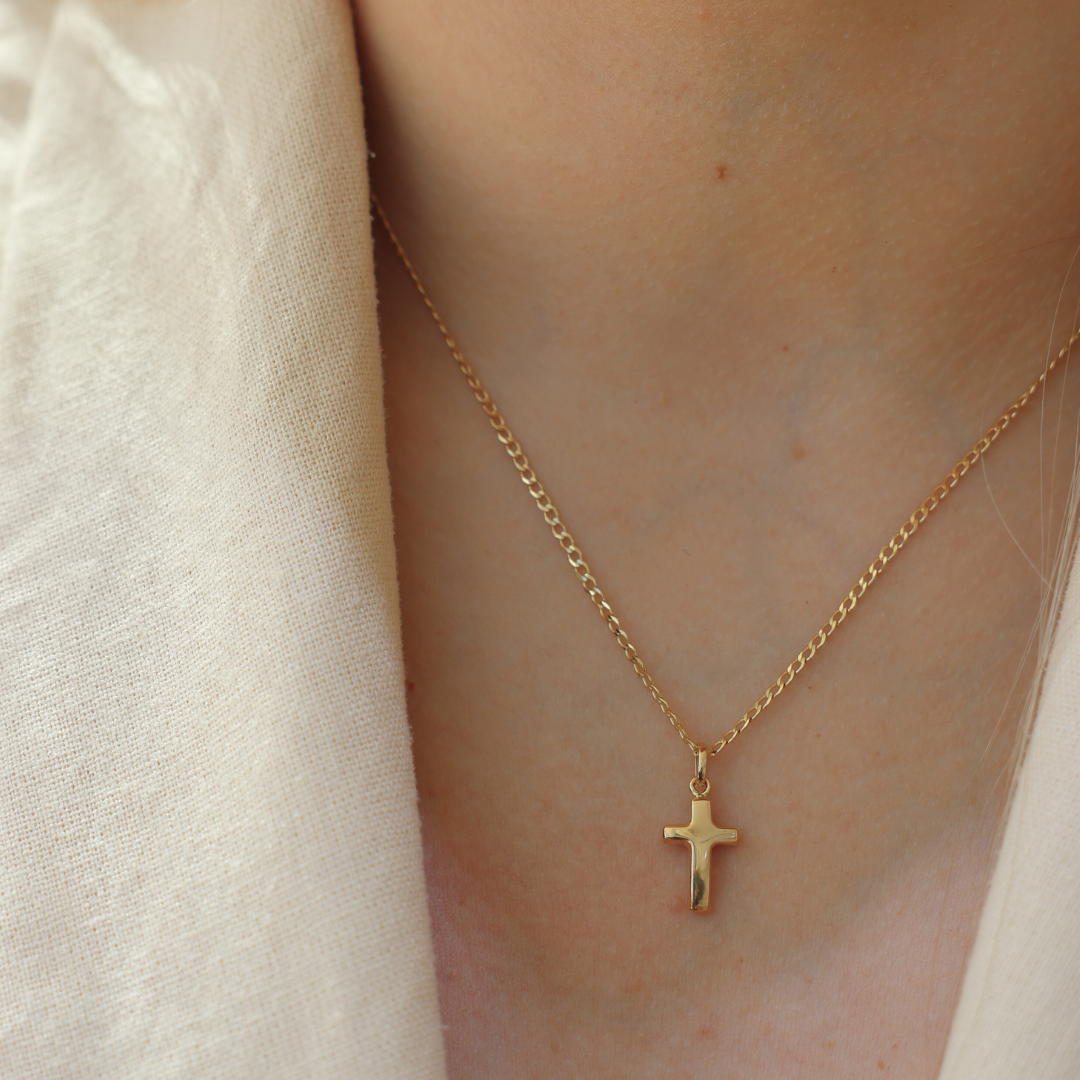 Small Puff Cross Necklace
