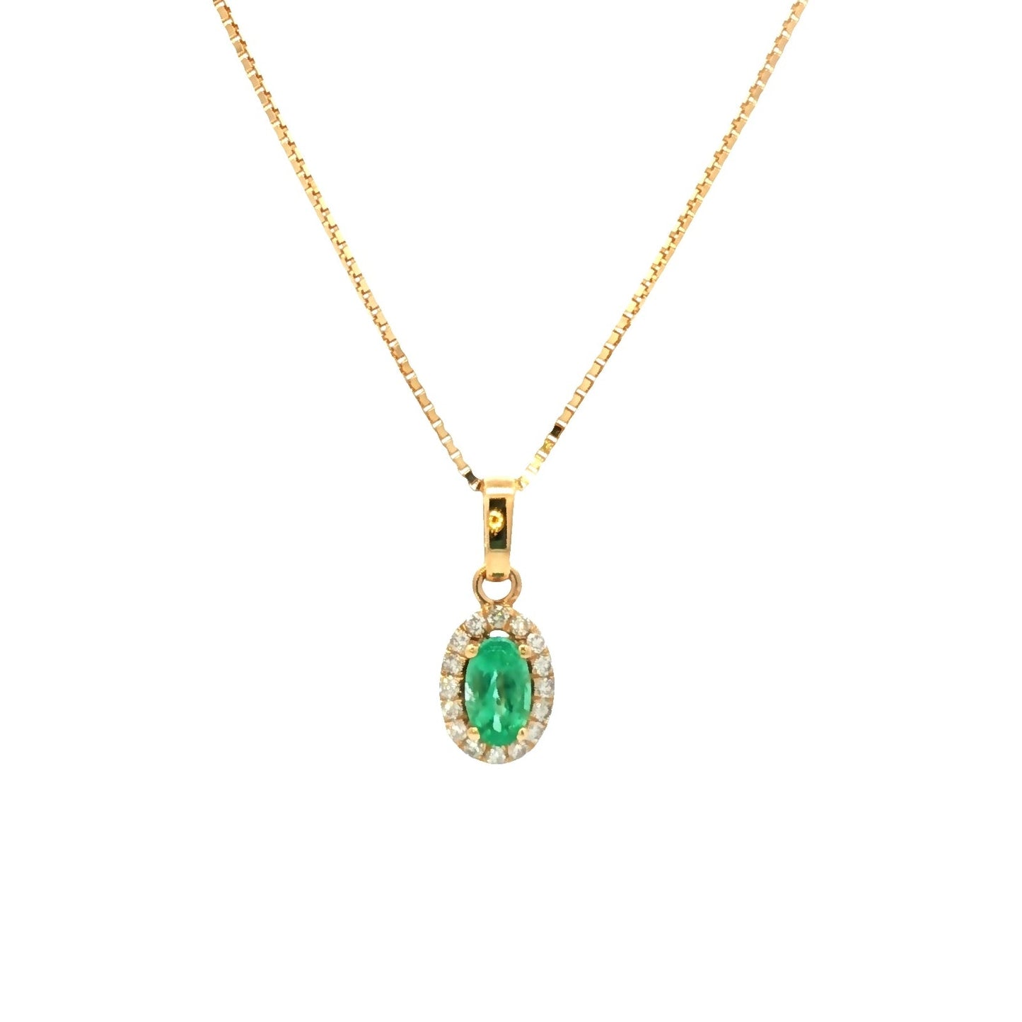 Oval Emerald With Diamond Necklace G/C