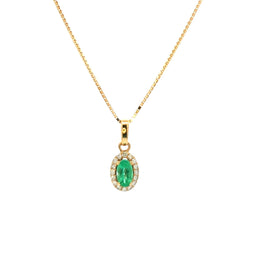 Oval Emerald With Diamond Necklace G/C