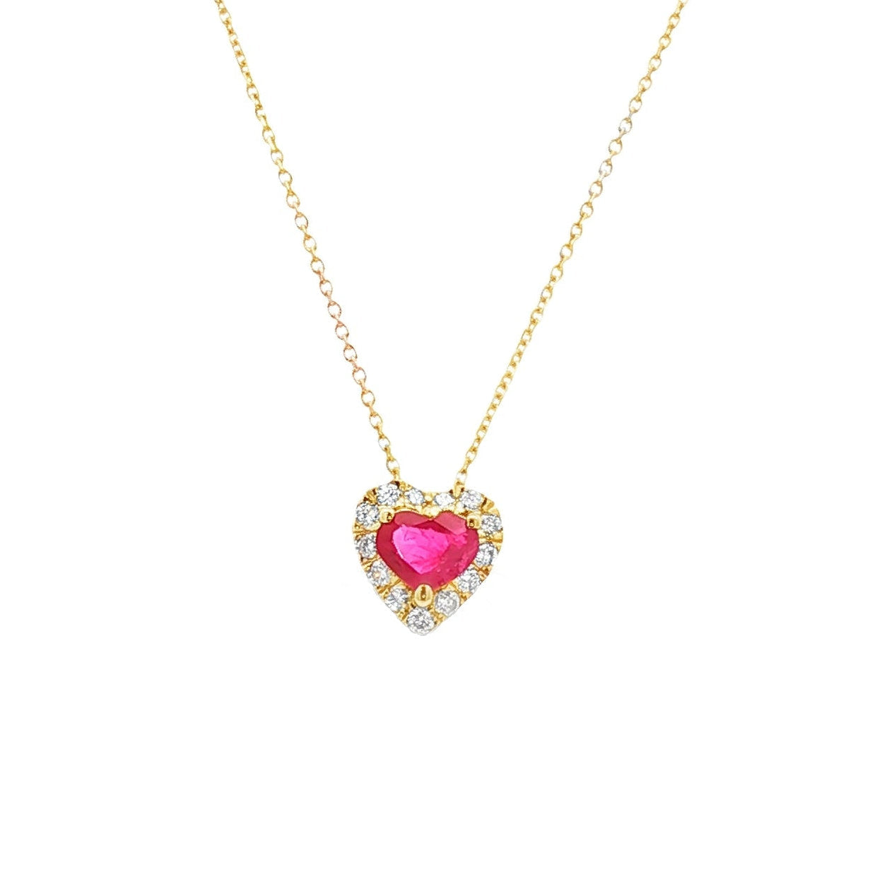 Diamond and Ruby Heart Necklace G/C
