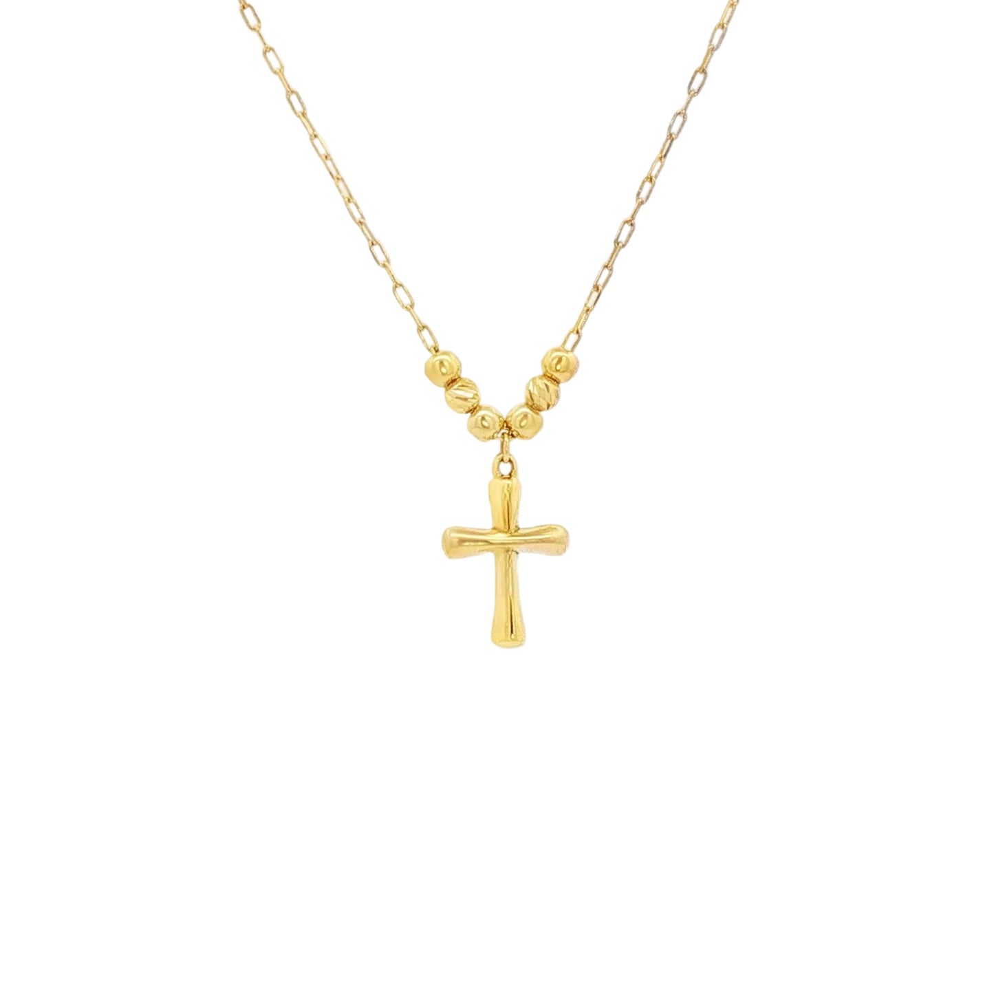 Cross With Diamond Cut Balls Necklace