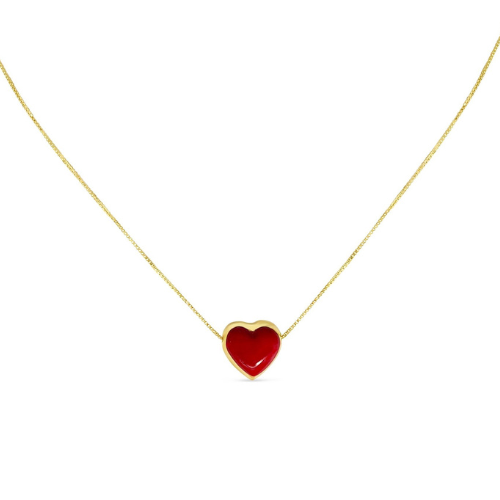 Heart Puff Necklace Red