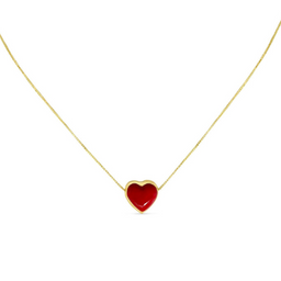 Heart Puff Necklace Red