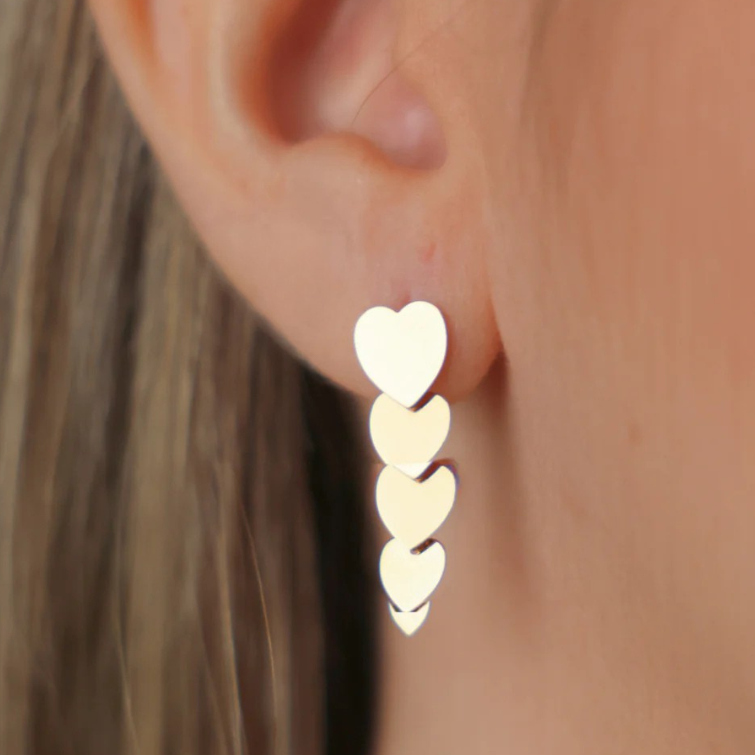 Five Large Heart Stud