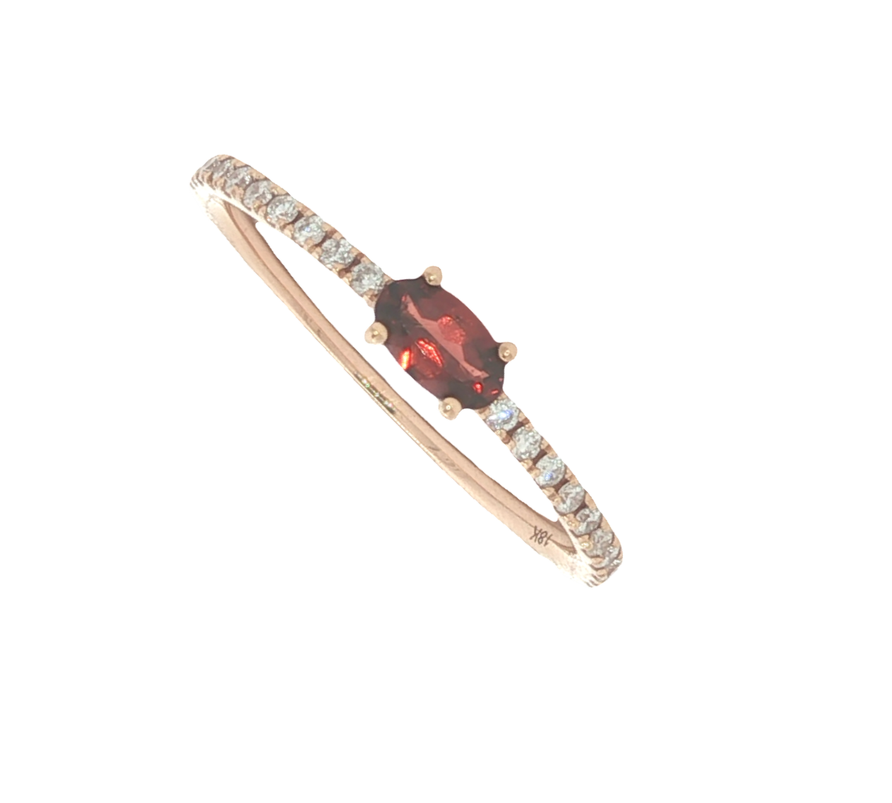 Garnet With Diamond Band