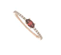 Garnet With Diamond Band