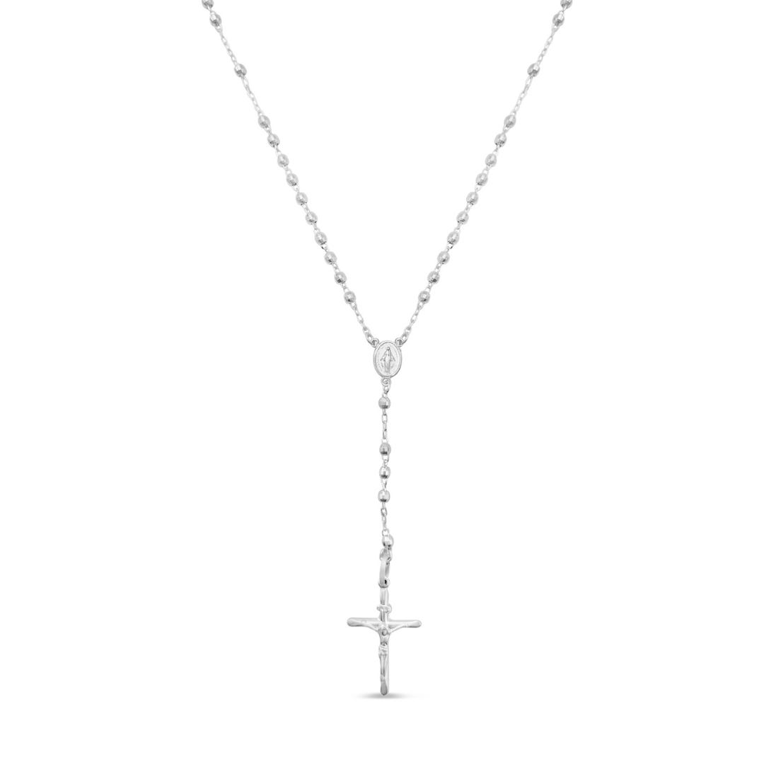 Diamond Cut Rosary White Gold