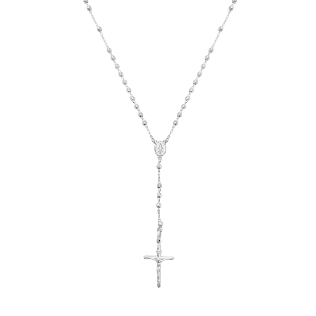 Diamond Cut Rosary White Gold