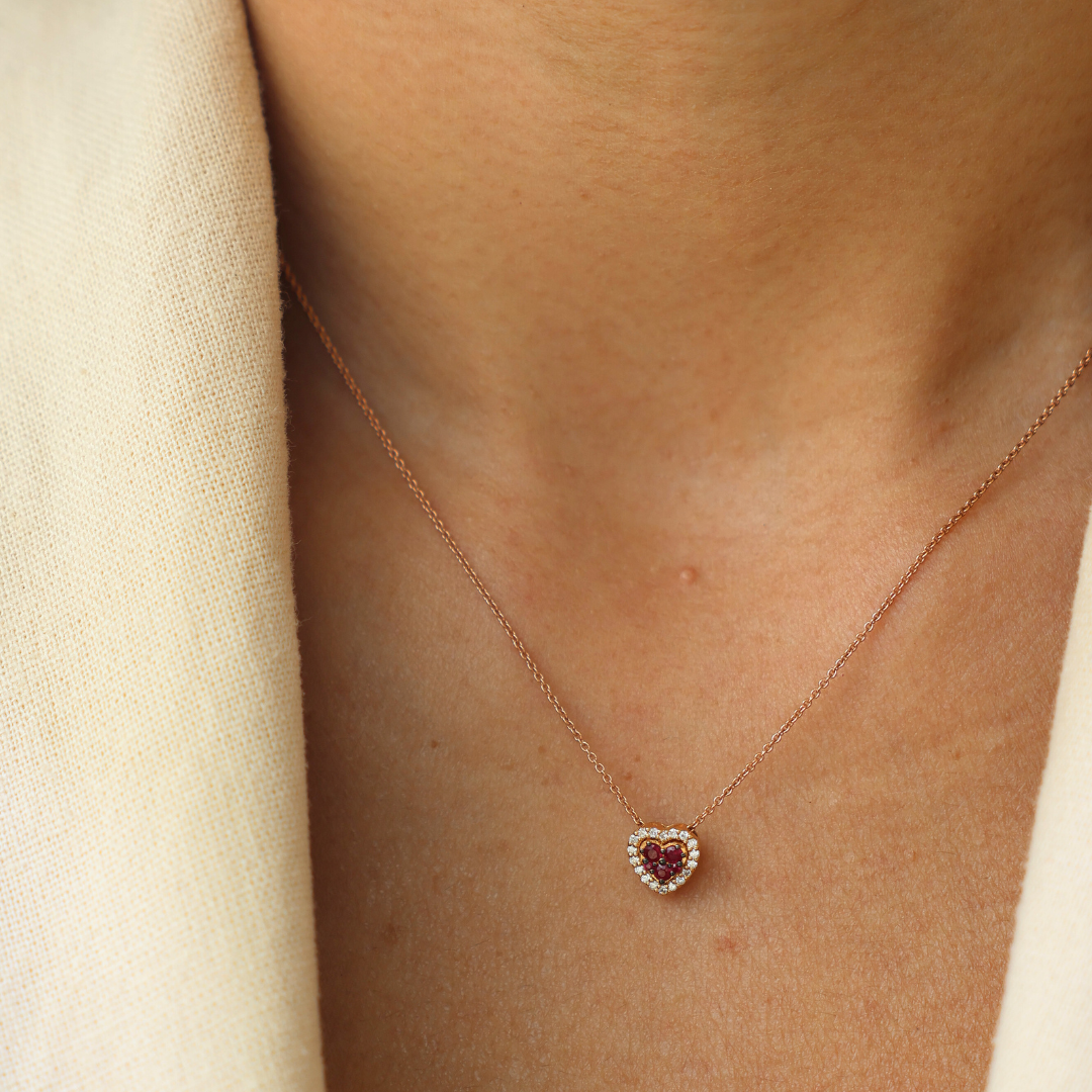 Diamond and Ruby Heart Necklace