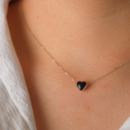Black Heart Puff Necklace