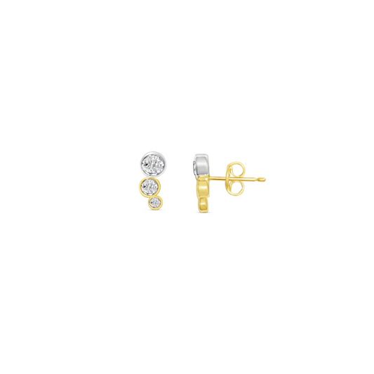 Two Tone Circle cz Stud