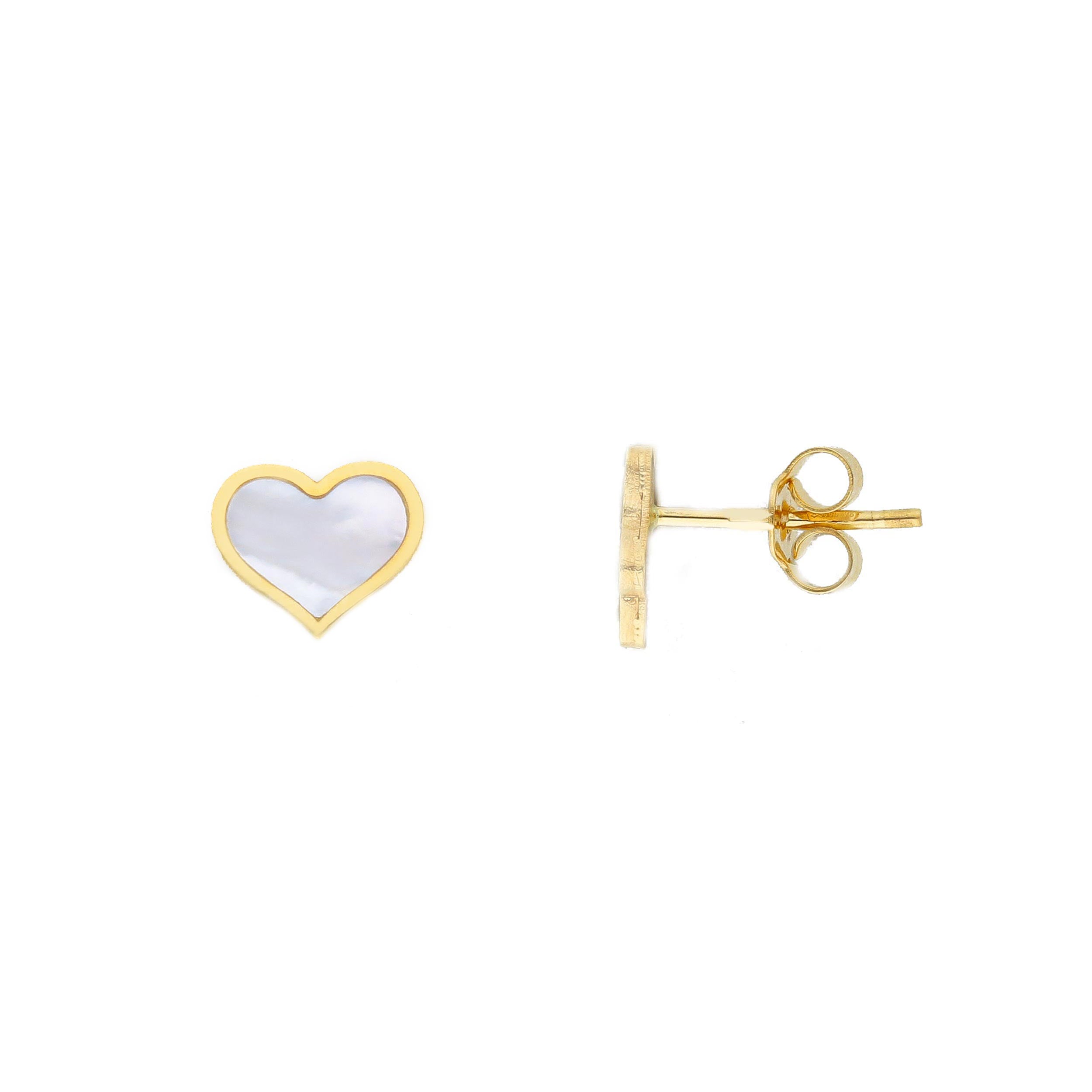 Mother of Pearl Heart Stud Earrings