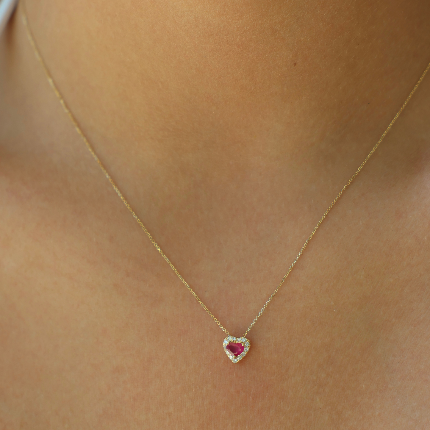 Diamond and Ruby Heart Necklace G/C