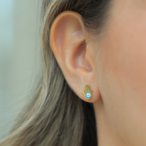 Hand Eye Blue Stud