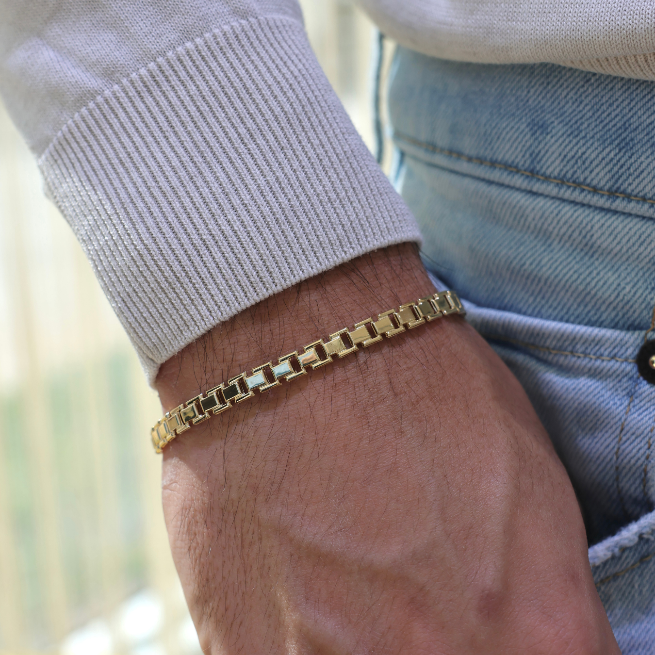 Halo Square Italian Link Bracelet