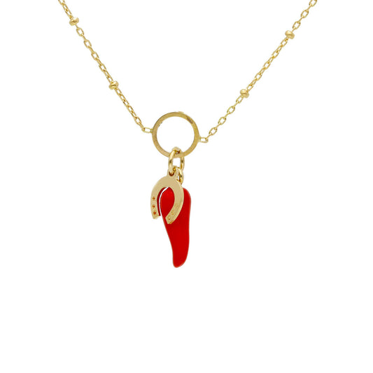 Red Cuerno Herradura Necklace