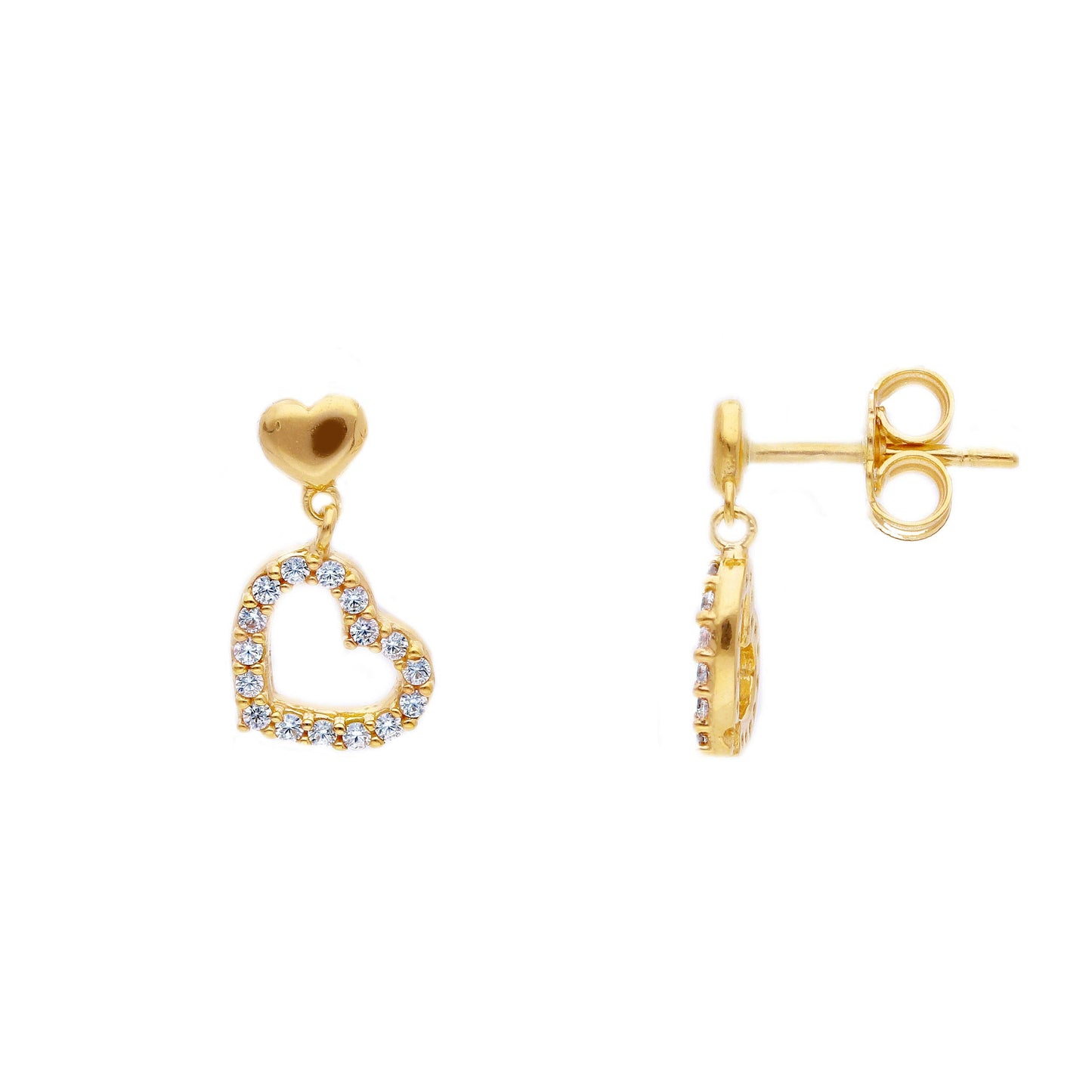 Open Heart With Zirconia Earring