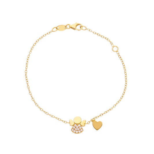 Pulsera Angel Y Corazon Zirconia