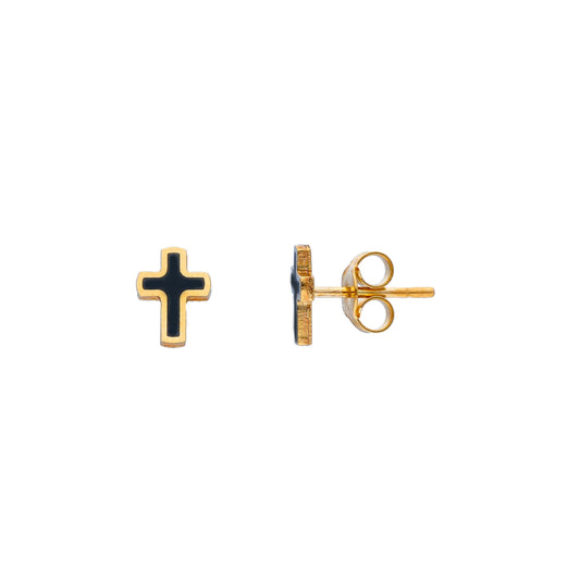 Small Black Cross Stud