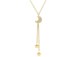 Moon and Star Necklace with cz