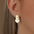 Three Large Heart Stud
