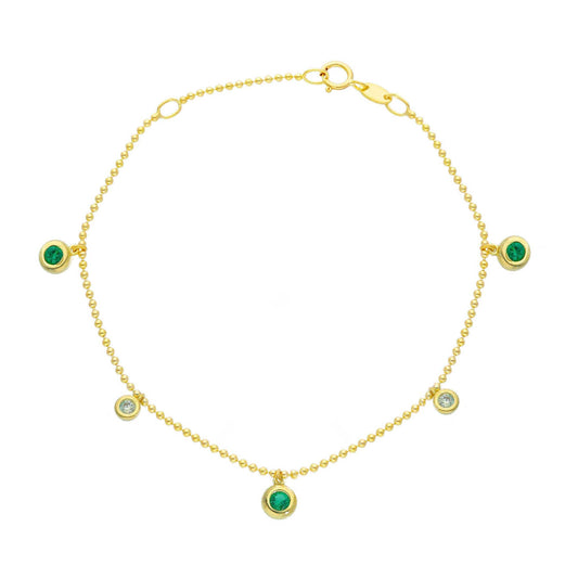 Circle Green And Cz Charms Bracelet