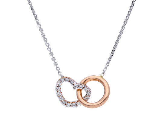 Zirconia Heart and Circle Style Necklace