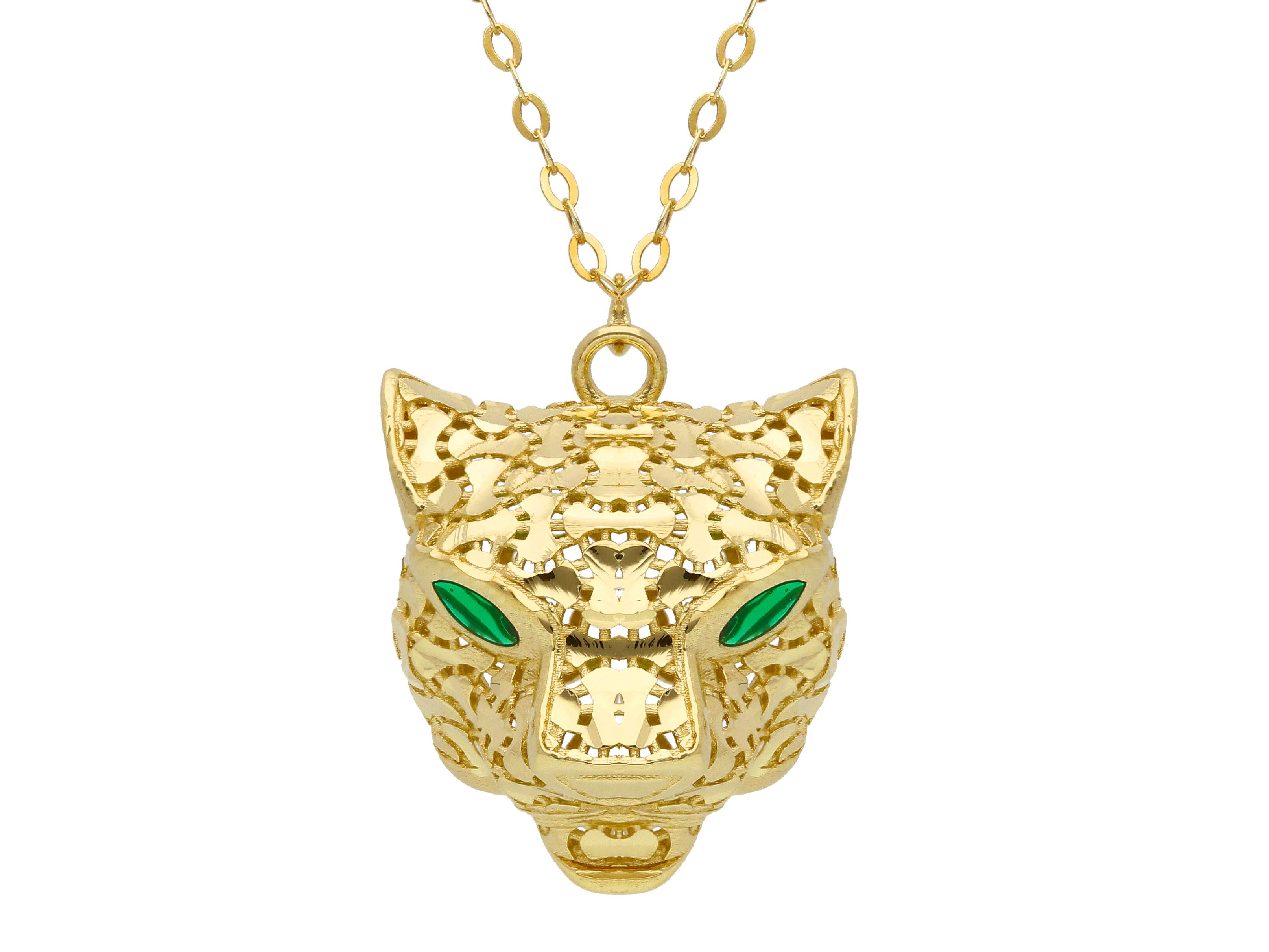 CARTIER Panther 18k Yellow Gold Diamond Pendant Necklace-MTS