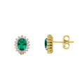 Oval Green Cz stone Stud