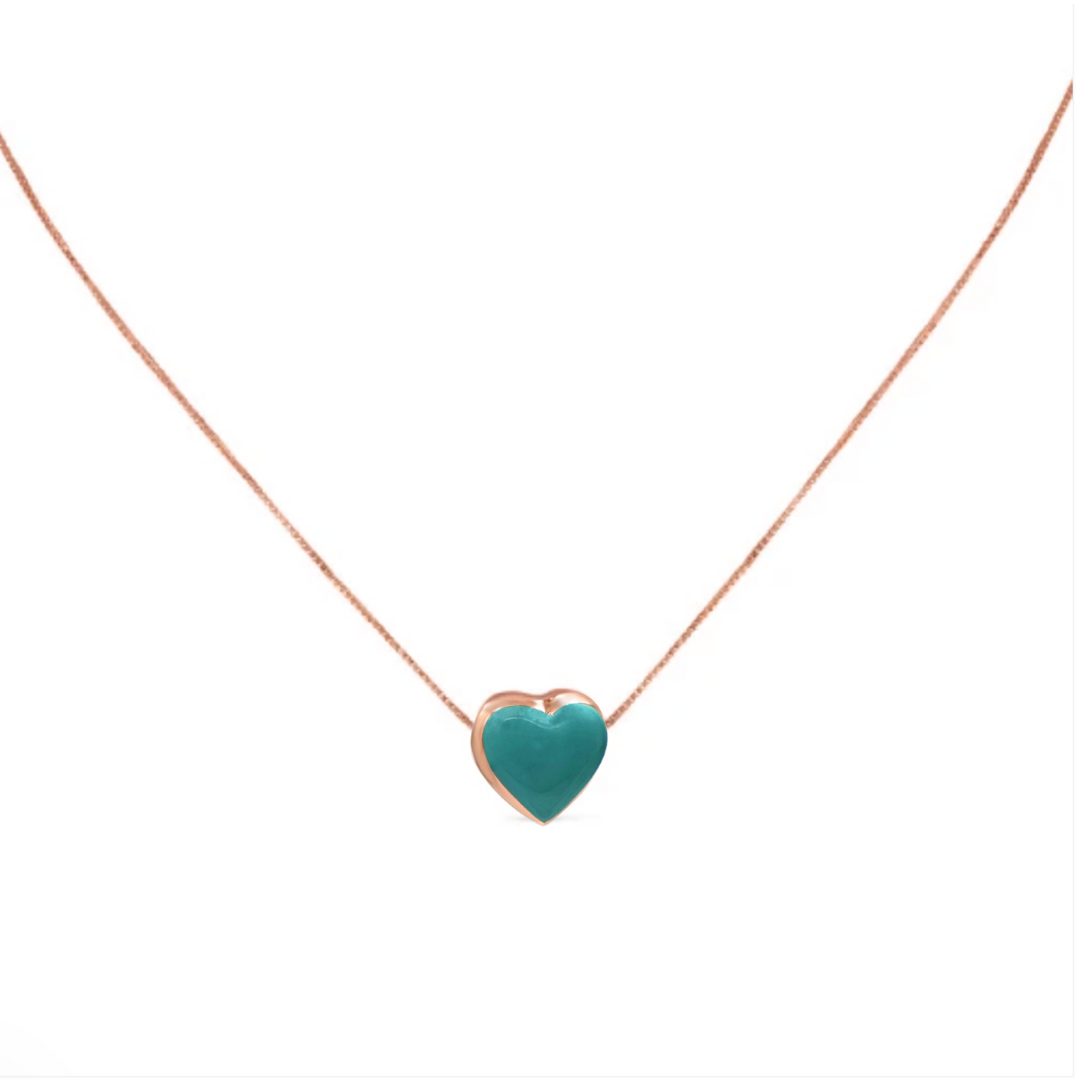 Turquoise Heart Puff Necklace