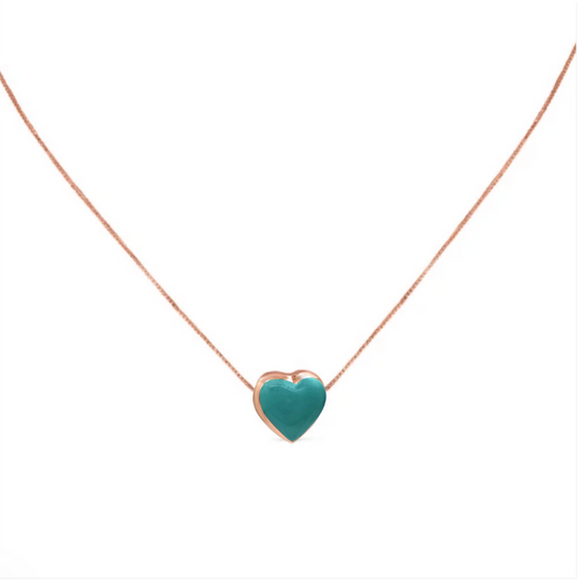 Turquoise Heart Puff Necklace