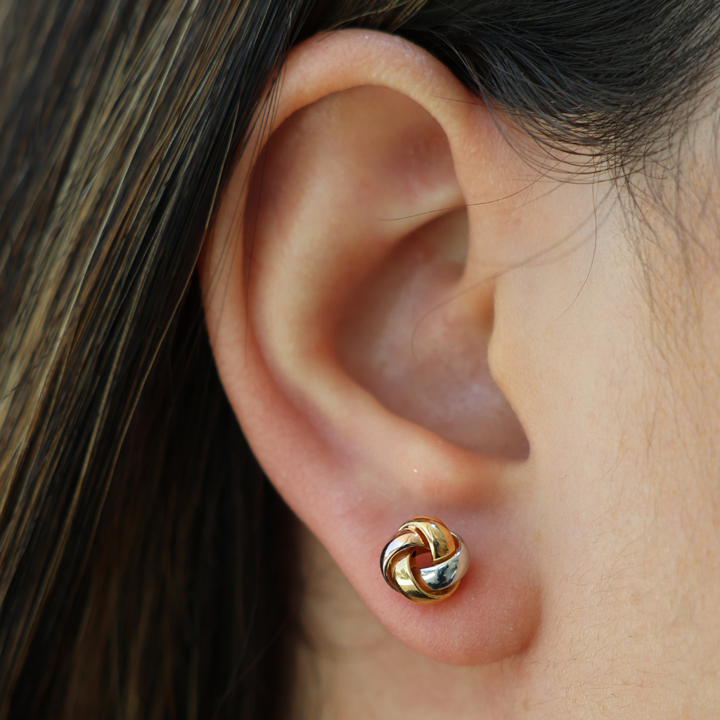 Knot Style Earrings Tri-Color