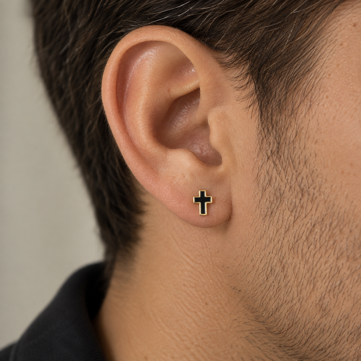 Small Black Cross Stud