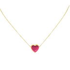 Pink Heart Puff Necklace